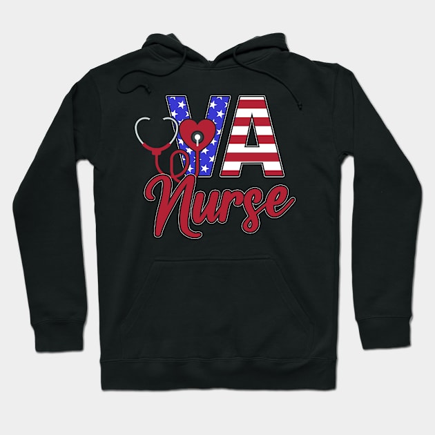 VA Nurse USA Flag 4th of July Hoodie by Sun Do Gan